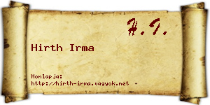 Hirth Irma névjegykártya
