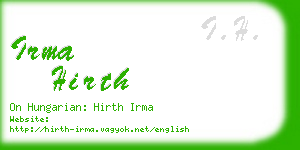 irma hirth business card